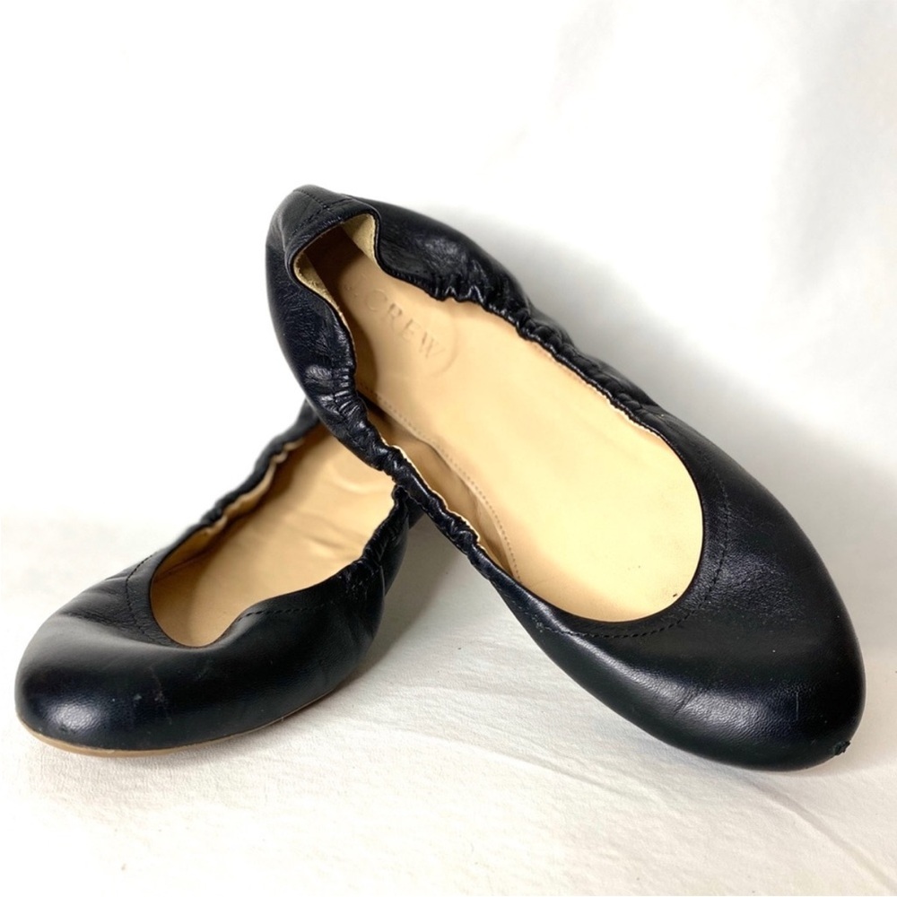 J. Crew Black Leather Ballet Flats